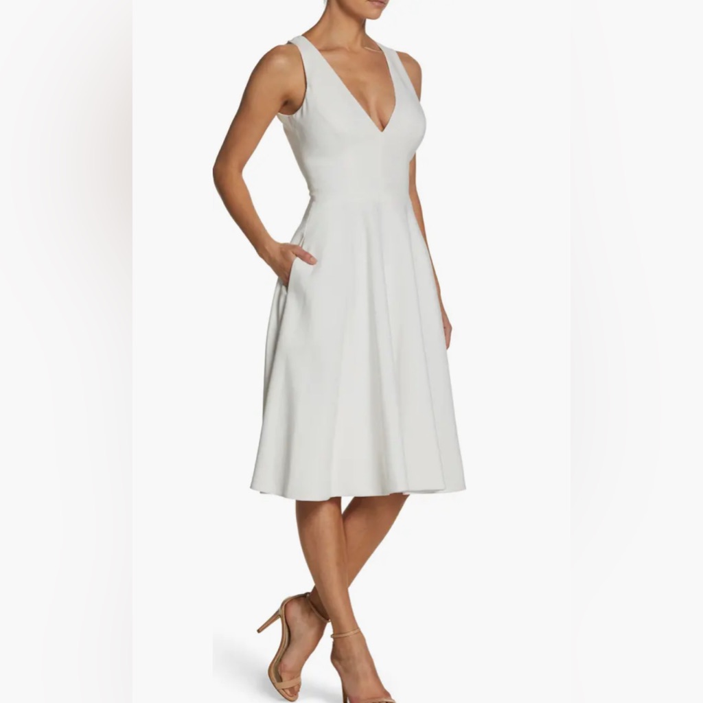 Dress The Population Catalina Cocktail Dress, White Crepe, Size Xs